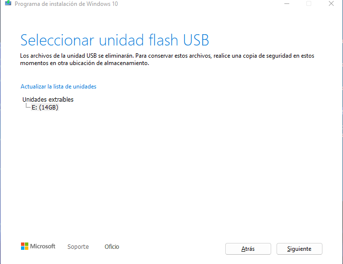 selecion usb instalacion w11