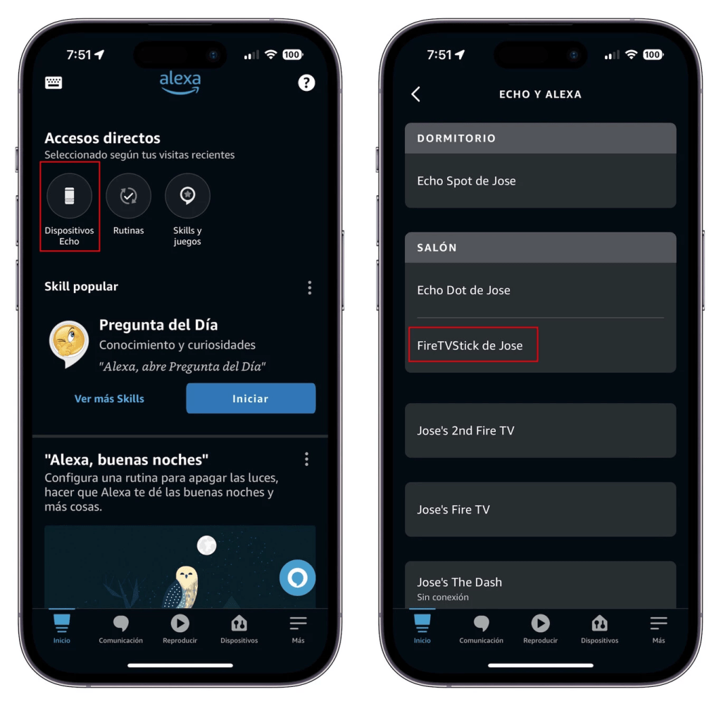 conectar desde alexa de un fire tv a un echo