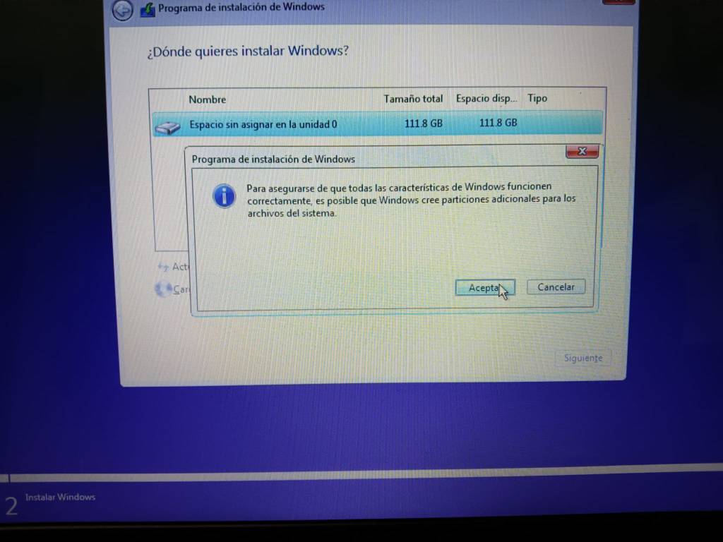 creacion  particiones w11