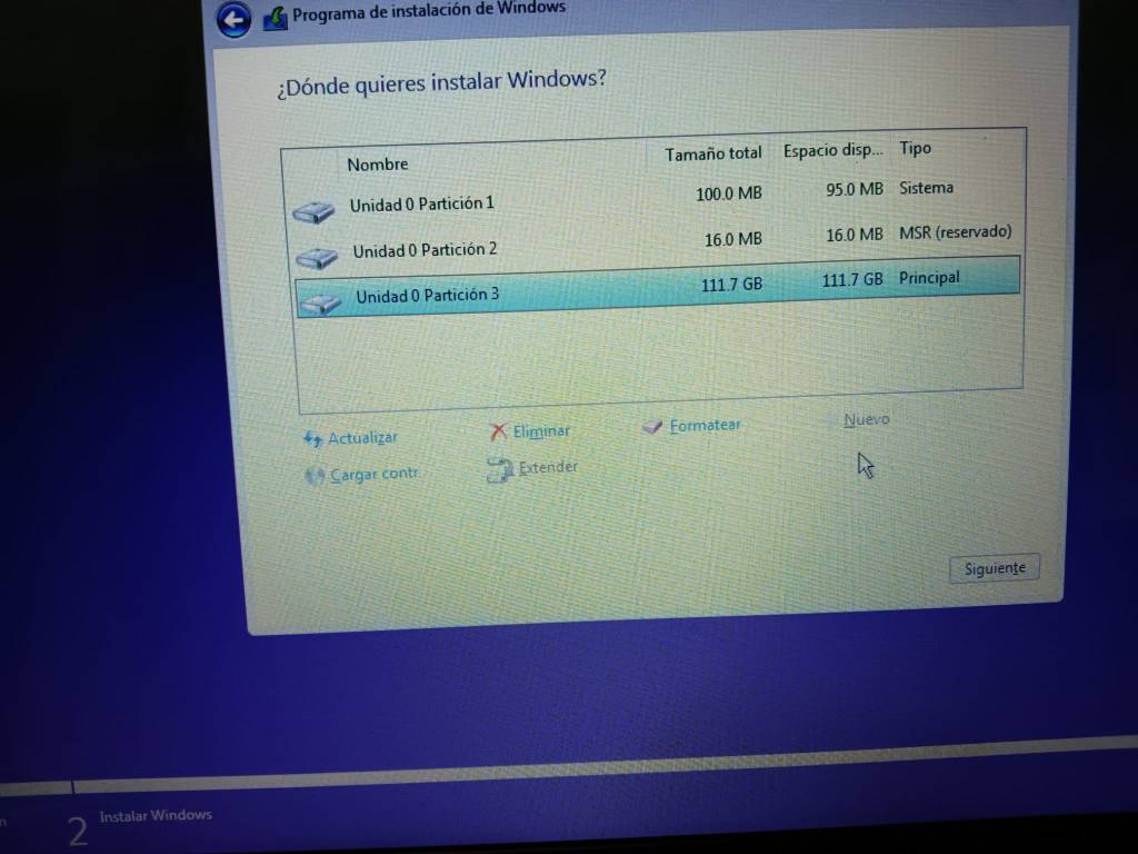 nuevas particiones w11