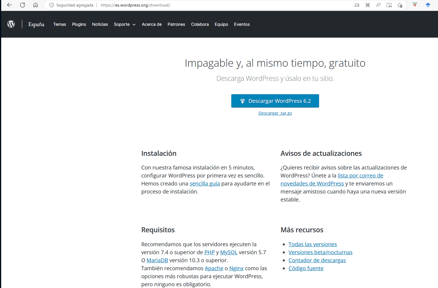 instalacion del servidor  wordpress