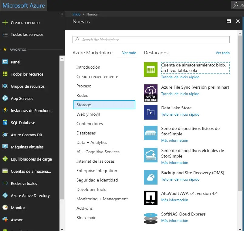 cuenta almaceneamiento