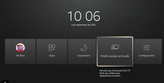 modo espejo amazon fire tv