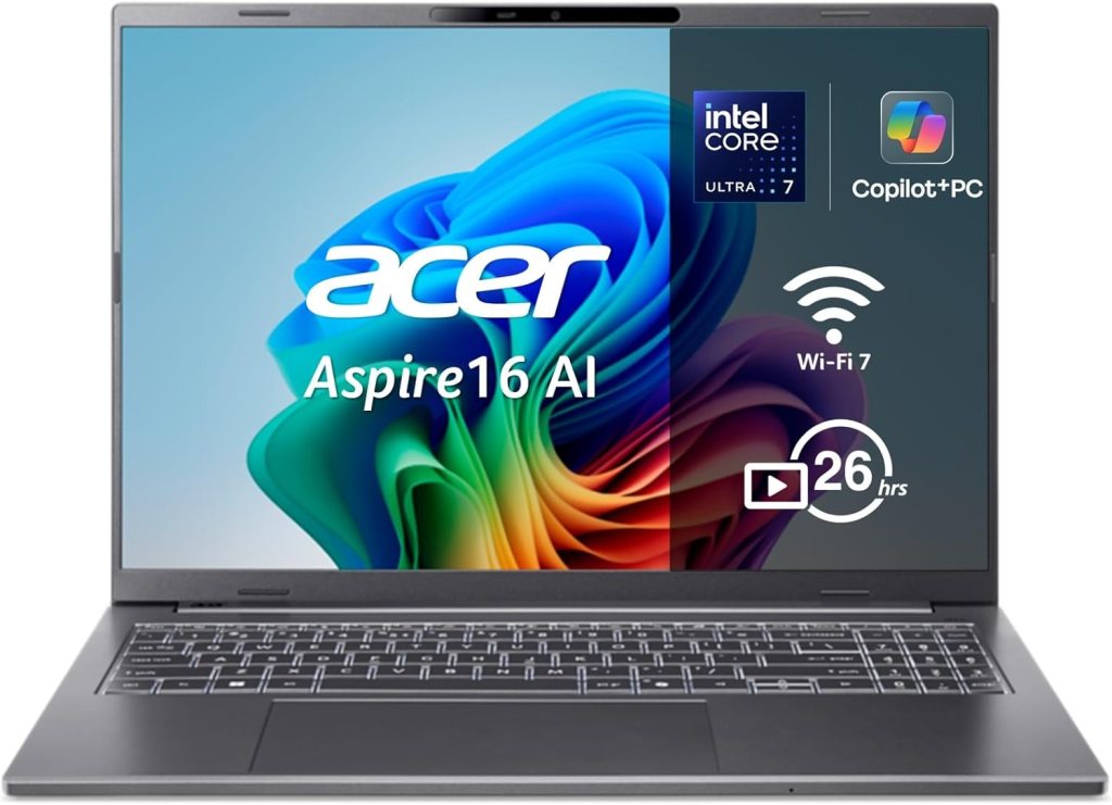 acer Aspire 16 AI Copilot+ PC A16-52M, Ordenador Portátil 16" Full HD IPS (Intel Core Ultra 7 258V, 32 GB RAM, 512 GB SSD, Intel ARC 140V GPU