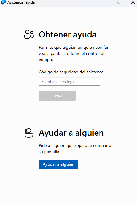 pantalla asistencia rapida